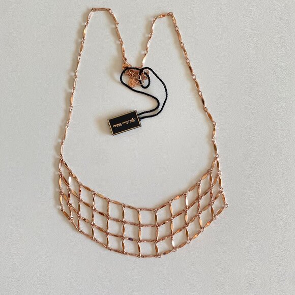 FAC Opulent Web Rhodium Plated Rose Gold Tone Necklace - Picture 3 of 6